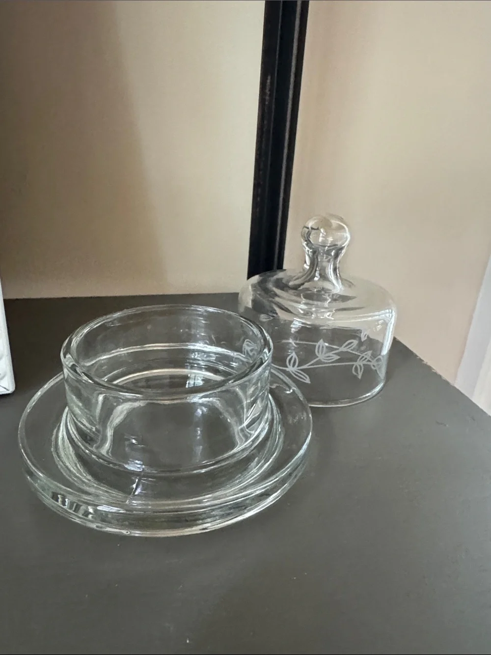 Vintage Clear Glass Butter Dish